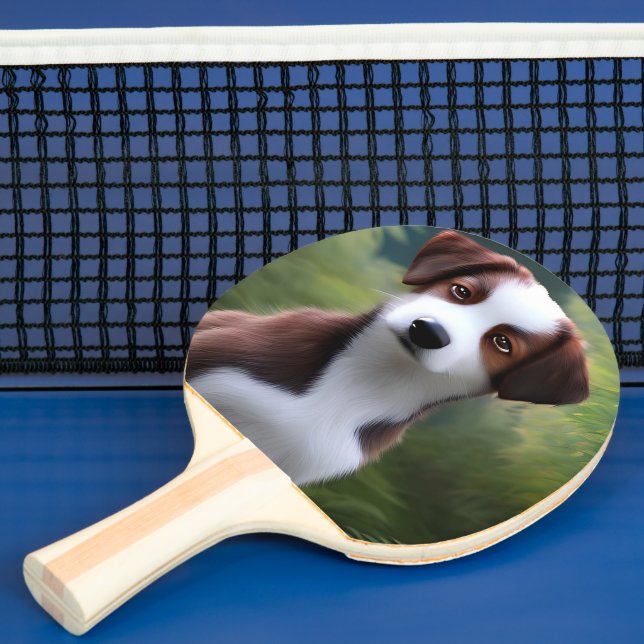Bruce The Border Collie Puppy, Ping Pong Paddle (Insitu)