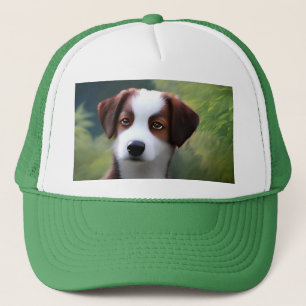 Bruce The Border Collie Puppy, Trucker Hat