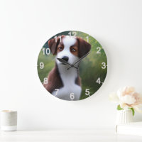 Bruce The Border Collie Puppy, Wall Clock