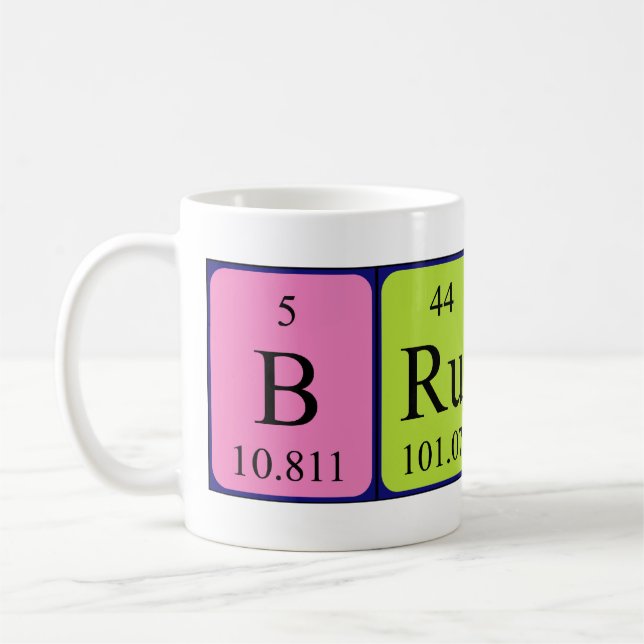 Brucey periodic table name mug (Left)