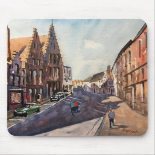 Bruges Afternoon Impressionistic Watercolor Painti Mouse Pad