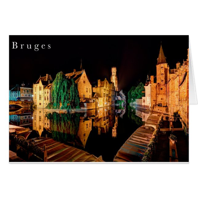 Bruges at night card (Front Horizontal)