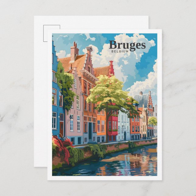 Bruges Belgium Art Vintage Travel  Postcard (Front/Back)