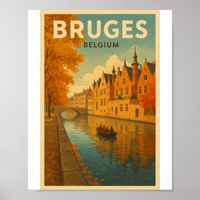 Bruges Belgium Illustration Travel Art Poster (Front)