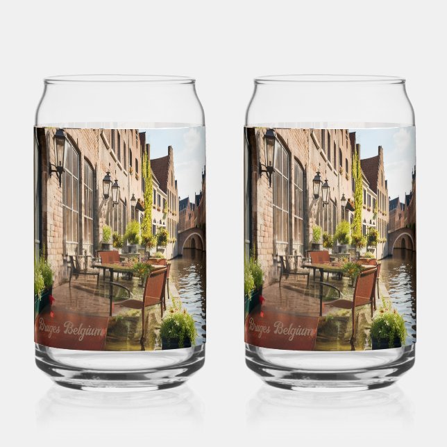 Bruges Belgium Sketch Mediaeval | Can Glass (Back)