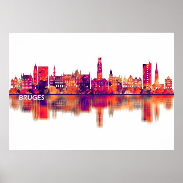 Bruges Belgium Skyline Poster (Front)