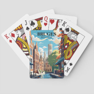 Bruges Belgium Travel Illustration Playing Cards
