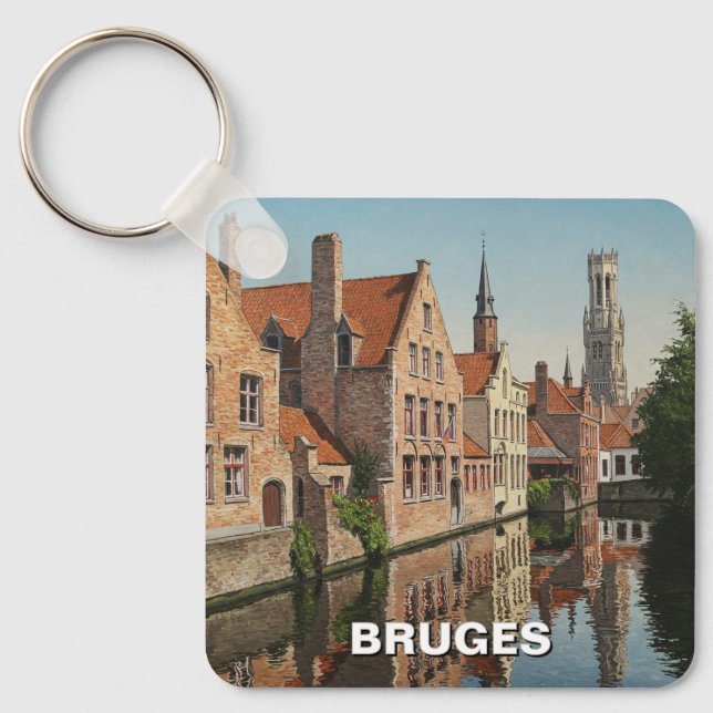 Bruges Belgium Travel Souvenir Vintage Key Ring (Front)