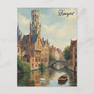 Bruges Belgium Travel Souvenir Vintage Postcard