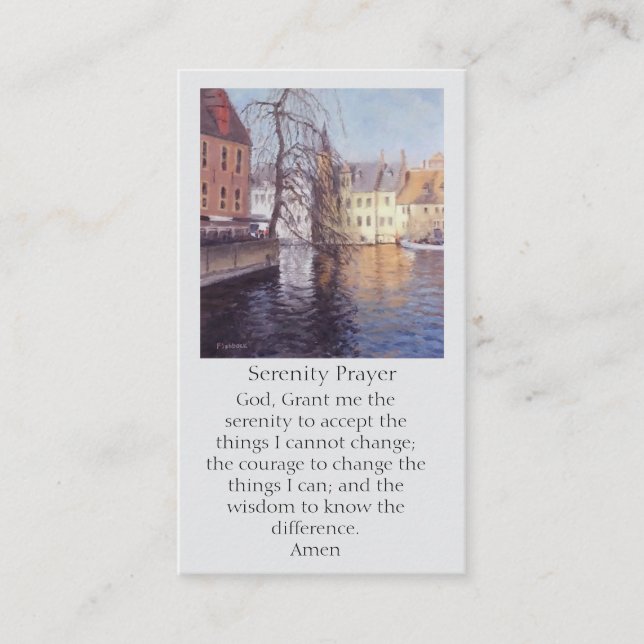 Bruges Canal Blues Oranges Purples Sympathy Prayer Business Card (Front)