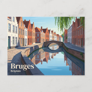 Bruges Canals Belgium Postcard