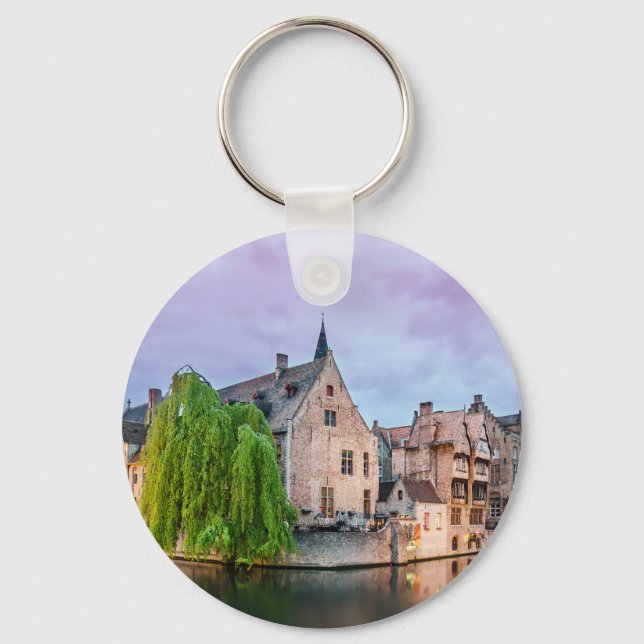 Bruges old town and Belfry tower Key Ring (Front)