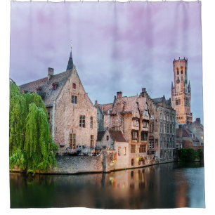 Bruges old town and Belfry tower Shower Curtain