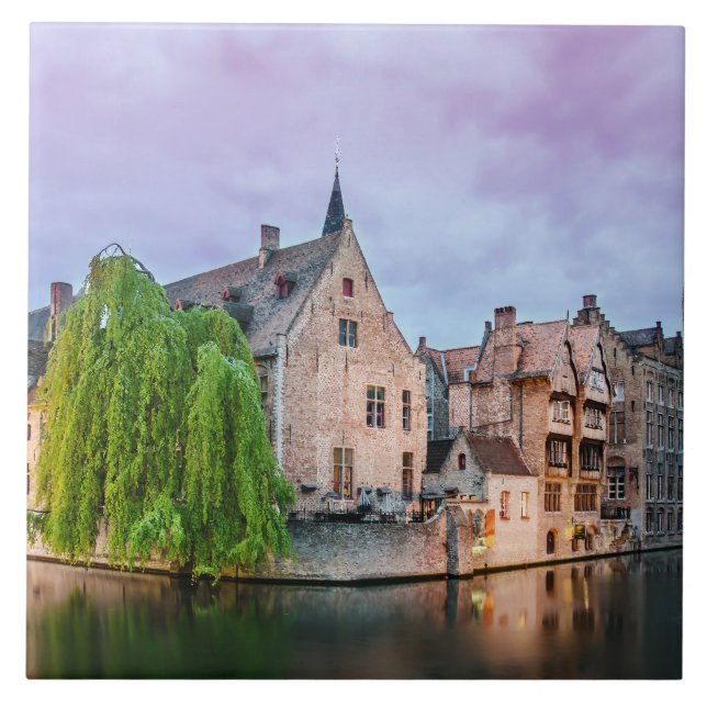 Bruges old town and Belfry tower Tile (Front)