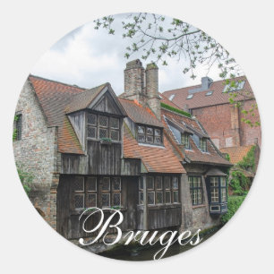 Bruges old town in Belgium Classic Round Sticker