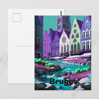 Bruges Postcard Minimal Belgium Travel Postcard Me