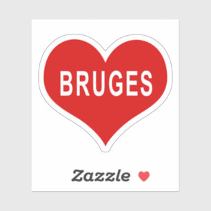 BRUGES Red Love Heart Vinyl Sticker
