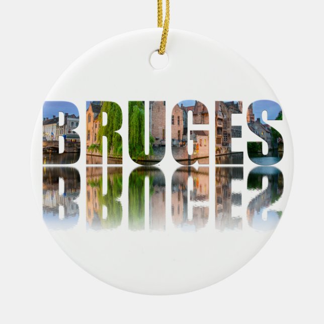Bruges text photo composition ceramic tree decoration (Front)