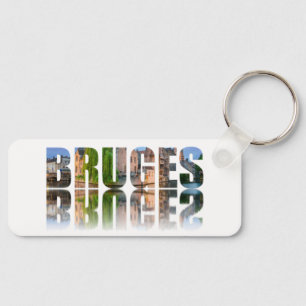 Bruges text photo composition key ring