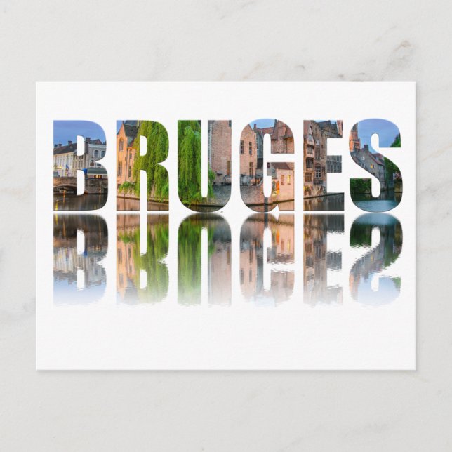 Bruges text photo composition postcard (Front)