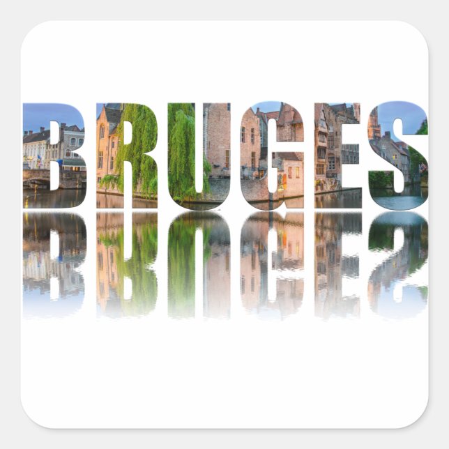 Bruges text photo composition square sticker (Front)