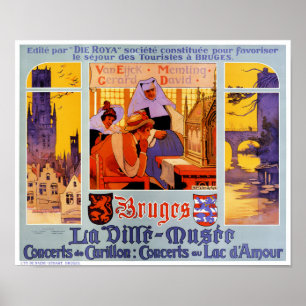 Bruges Vintage Travel Poster Restored