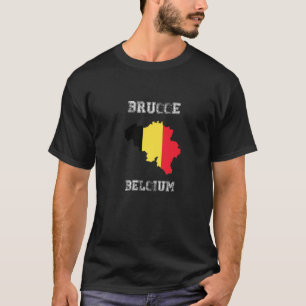 Brugge Belgium Vintage Belgium Flag Map Design Pre T-Shirt