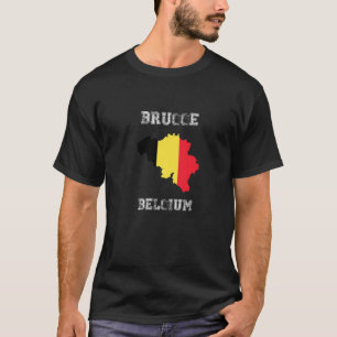 Brugge Belgium Vintage Belgium Flag Map Design Pre T-Shirt