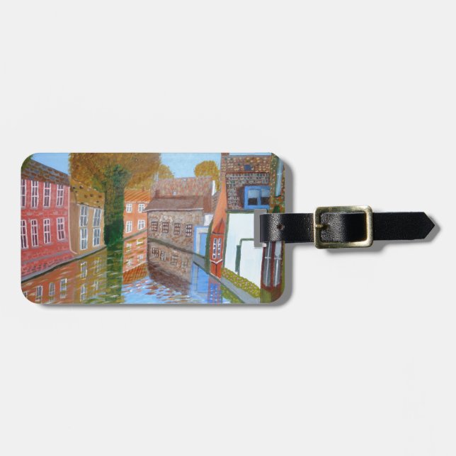 Brugge canal luggage tag (Front Horizontal)