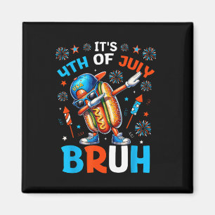 Bruh 4th Of July Boys Kids Hotdog Funny Fourth Of  Magnet