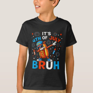 Bruh 4th Of July Boys Kids Hotdog Funny Fourth Of  T-Shirt