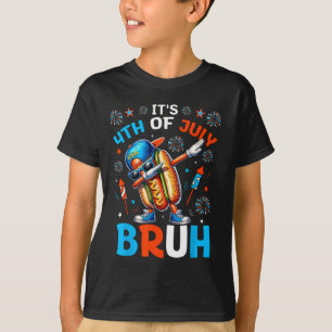 Bruh 4th Of July Boys Kids Hotdog Funny Fourth Of T-Shirt