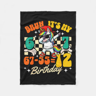 Bruh 67-5512 12th Birthday Dabbing Unicorn Cool Fleece Blanket