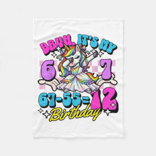 Bruh 67-5512 12th Birthday Dabbing Unicorn Girl Fleece Blanket