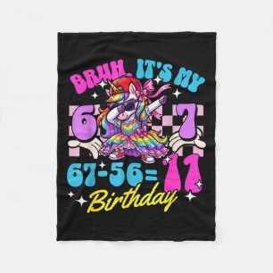 Bruh 67-5611 11th Birthday Unicorn Cool Girl Kid Fleece Blanket