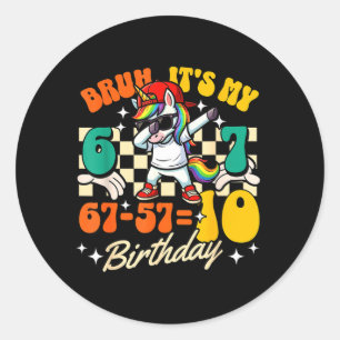 Bruh 67-5710 10th Birthday Dabbing Unicorn Cool Classic Round Sticker