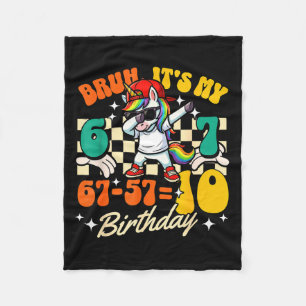 Bruh 67-5710 10th Birthday Dabbing Unicorn Cool Fleece Blanket