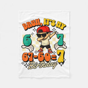 Bruh 67-607 7th Birthday Cool Boy Dabbing Party Fleece Blanket