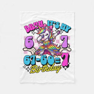 Bruh 67-607 7th Birthday Unicorn Dabbing Girl Kid Fleece Blanket