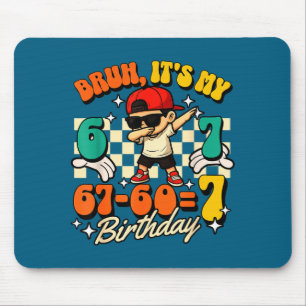 Bruh 67-60=7 7th birthday cool boy dabbing party mouse pad