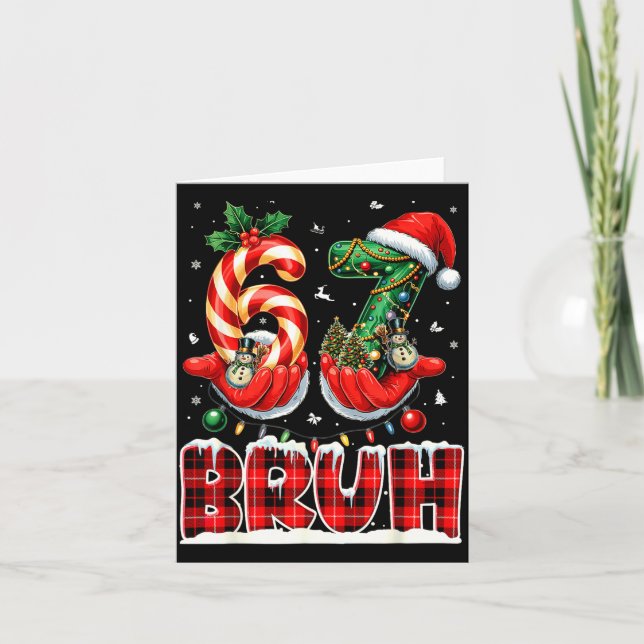 Bruh 67 Christmas 6 7 Meme Pajamas Holiday Gen Alp Card (Front)