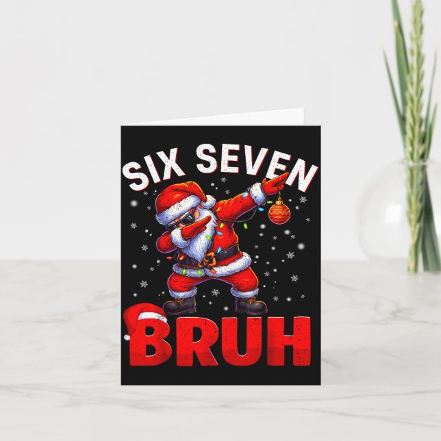 Bruh 67 Dabbing Santa Funny Meme Six Seven Christm Card (Front)