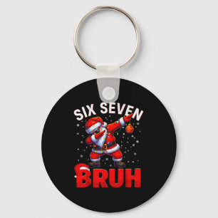 Bruh 67 Dabbing Santa Funny Meme Six Seven Christm Key Ring