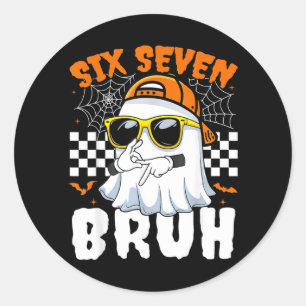 Bruh 67 Halloween Funny Six Seven Meme Brainrot Classic Round Sticker