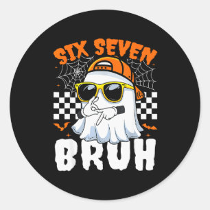 Bruh 67 Halloween Funny Six Seven Meme Brainrot Gh Classic Round Sticker