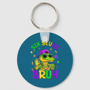 Bruh 67 mardi gras alligator six seven 6 7 boys key ring