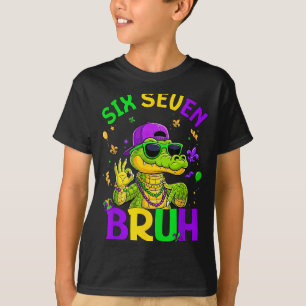 Bruh 67 mardi gras alligator six seven 6 7 boys T-Shirt