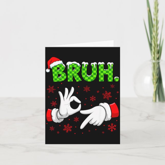 Bruh 67 Santa Hand Six Seven Meme Christmas Matchi Card (Front)