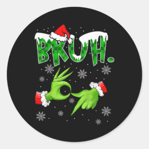 Bruh 67 Six Seven 6 7 Meme Christmas Funny Gen Alp Classic Round Sticker