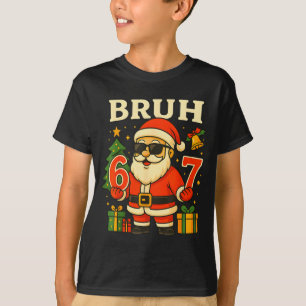 Bruh 67 Six Seven 6 7 Meme Christmas Santa Pajamas T-Shirt